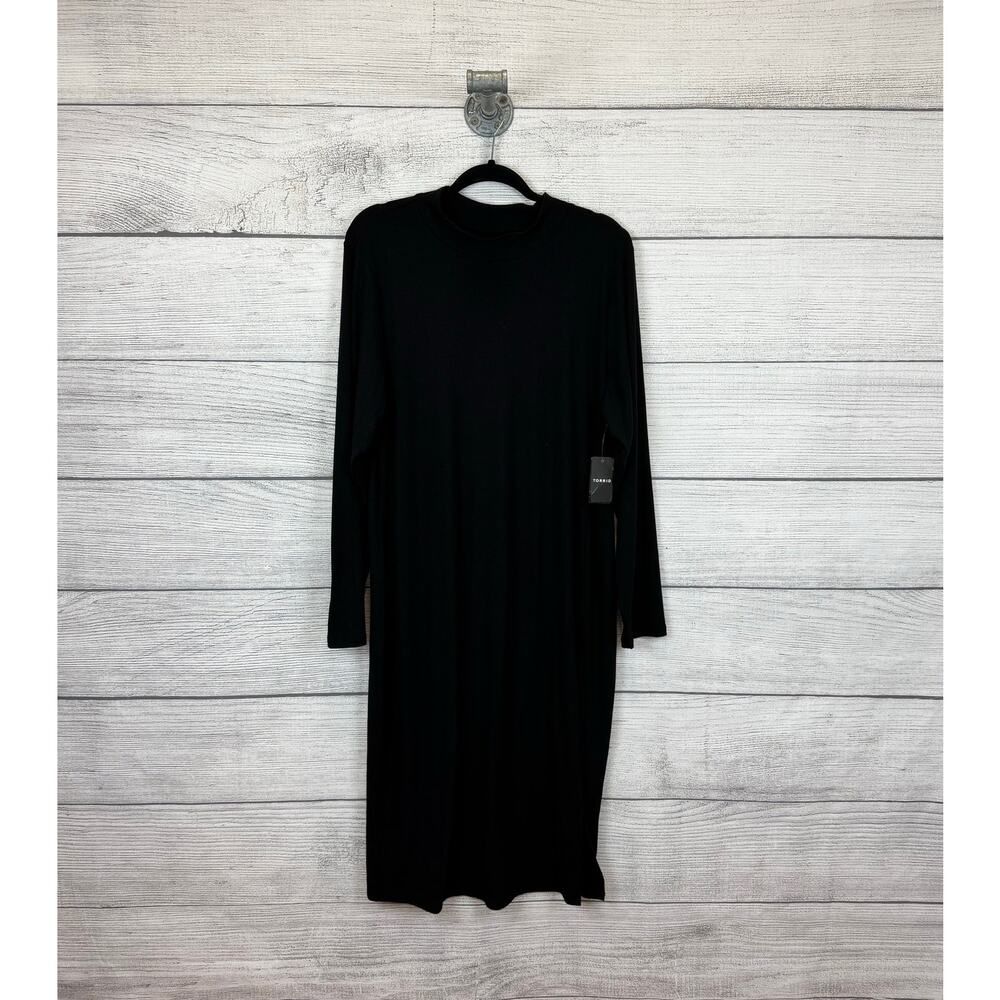 Torrid Plus Size Black Ribbed Mock Neck Fitted Super Soft Dress Size 3X